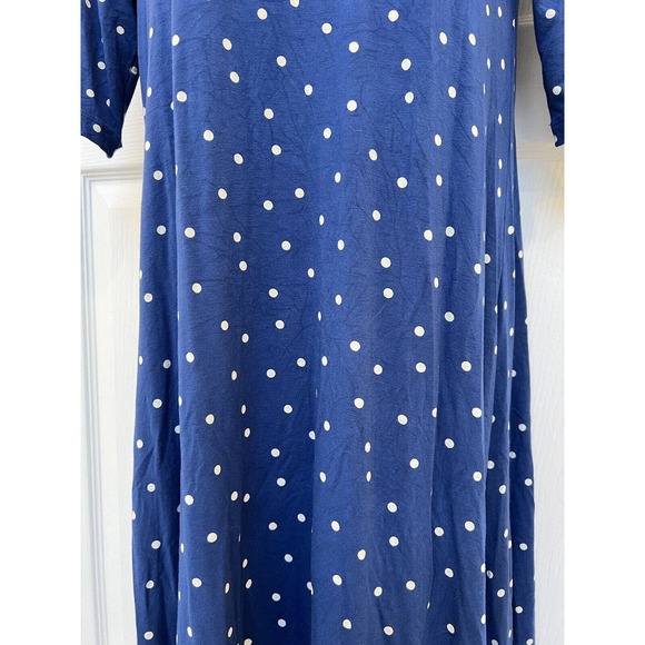 EUC Old Navy Jersey Knit Swing Dress Elbow Sleeves Extra Small XS Blue Polka Dot - Picture 3 of 11